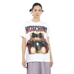 MOSCHINO Couture Milano Teddy Bat Graphic Print Spell-out Cotton T-shirt Tee Shi
